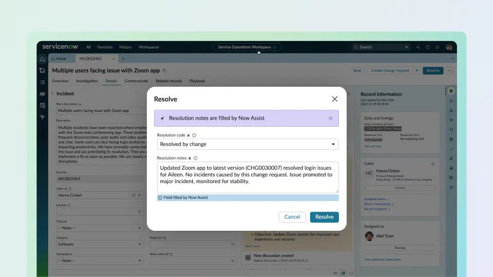 ITSM Incident Resolution