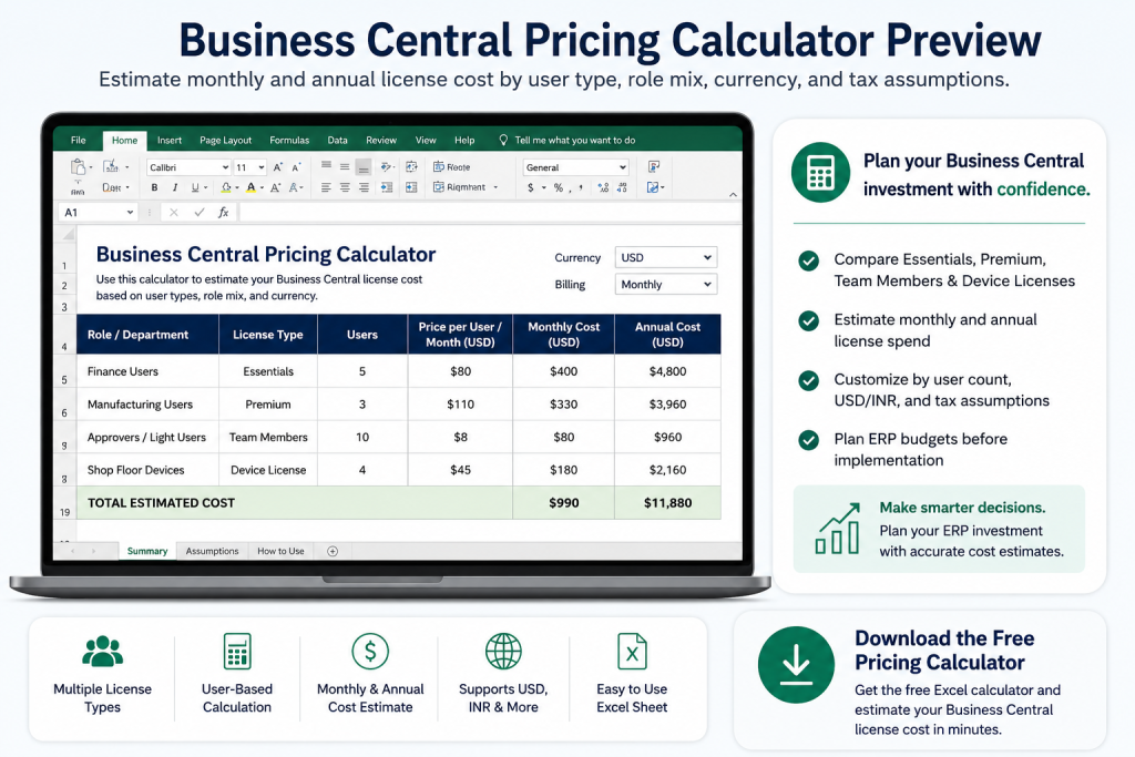 Microsoft Dynamics 365 Business Central Pricing 2026 (With Free Excel ...
